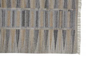 HomeRoots 4' Hand-Woven Geometric Area Rug in Gray, Black & Brown - Eco-Friendly, Soft, Durable & Stylish 4' X 6' 512464