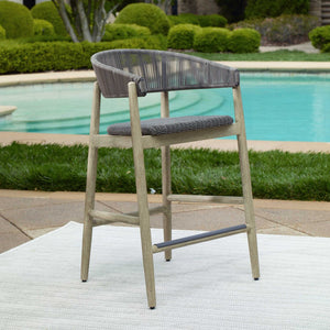 Uttermost Dermott Mahogany Wicker Outdoor Counter Stool for Patio Bar Areas