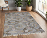 Homeroots 4' X 6' Gray And Blue Geometric Hand Woven Area Rug With Fringe  Recycled Pet 512470