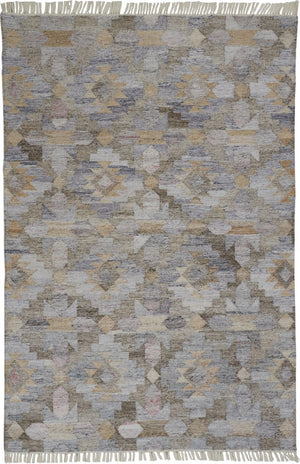 HomeRoots 5'' Gray, Black, and Brown Geometric Hand-Woven Area Rug – Eco-Friendly, Stain-Resistant Design 5' X 8' 512471