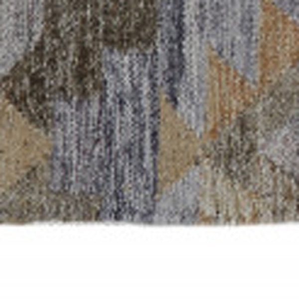 HomeRoots 5'' Gray, Black, and Brown Geometric Hand-Woven Area Rug – Eco-Friendly, Stain-Resistant Design 5' X 8' 512471
