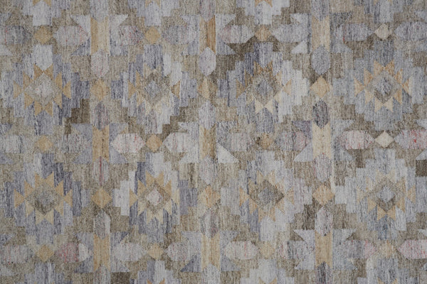 HomeRoots 5'' Gray, Black, and Brown Geometric Hand-Woven Area Rug – Eco-Friendly, Stain-Resistant Design 5' X 8' 512471
