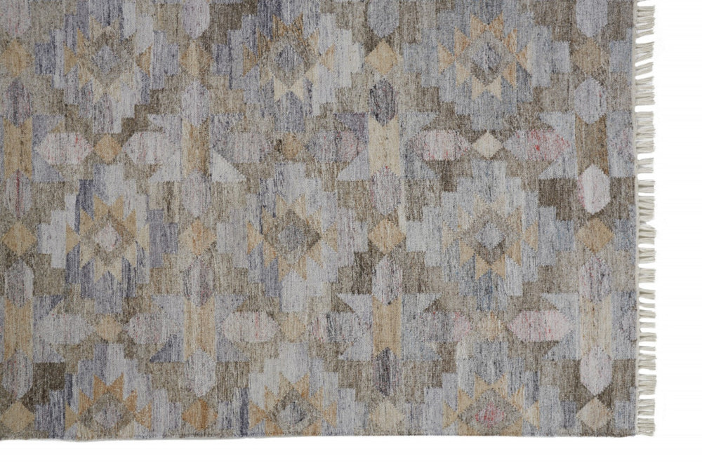 HomeRoots 5'' Gray, Black, and Brown Geometric Hand-Woven Area Rug – Eco-Friendly, Stain-Resistant Design 5' X 8' 512471