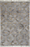 Homeroots 8' X 10' Taupe Gray And Blue Geometric Hand Woven Stain Resistant Area Rug With Fringe  Other Material 512472