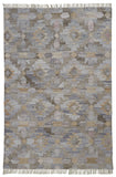 Homeroots 8' X 10' Taupe Gray And Blue Geometric Hand Woven Stain Resistant Area Rug With Fringe  Other Material 512472