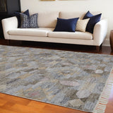 Homeroots 8' X 10' Taupe Gray And Blue Geometric Hand Woven Stain Resistant Area Rug With Fringe  Other Material 512472