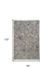 Homeroots 8' X 10' Taupe Gray And Blue Geometric Hand Woven Stain Resistant Area Rug With Fringe  Other Material 512472