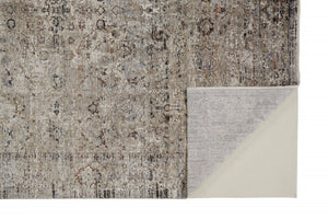 HomeRoots 4' Taupe Ivory and Gray Abstract Distressed Area Rug with Fringed Edges for Modern Home Decor 5' X 8' 512478