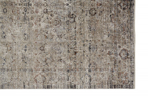 HomeRoots 4' Taupe Ivory and Gray Abstract Distressed Area Rug with Fringed Edges for Modern Home Decor 5' X 8' 512478