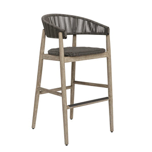 Uttermost Dermott Mahogany and Wicker Outdoor Bar Stool for Coastal Patio Spaces