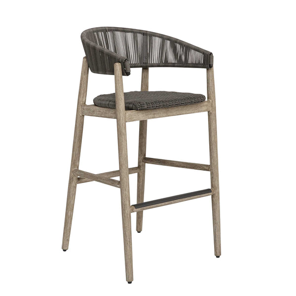 Uttermost Dermott Mahogany and Wicker Outdoor Bar Stool for Coastal Patio Spaces
