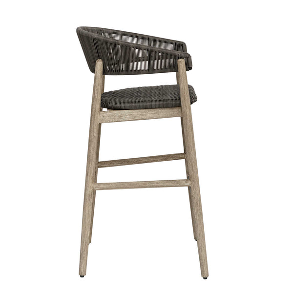 Uttermost Dermott Mahogany and Wicker Outdoor Bar Stool for Coastal Patio Spaces