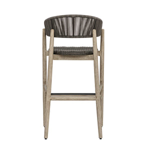 Uttermost Dermott Mahogany and Wicker Outdoor Bar Stool for Coastal Patio Spaces