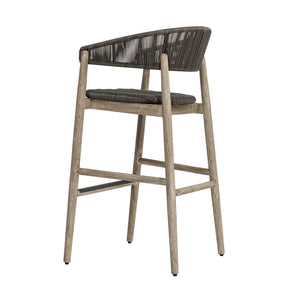 Uttermost Dermott Mahogany and Wicker Outdoor Bar Stool for Coastal Patio Spaces