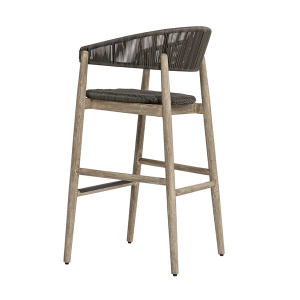 Uttermost Dermott Mahogany and Wicker Outdoor Bar Stool for Coastal Patio Spaces