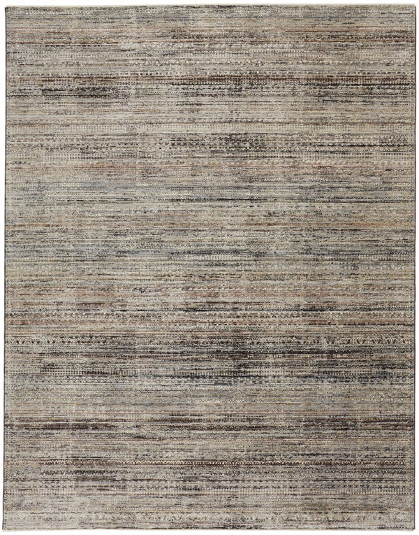 HomeRoots 4' Ivory Gray and Black Abstract Distressed Area Rug with Fringed Edges – Timeless Elegance for Any Room 4' X 6' 512486