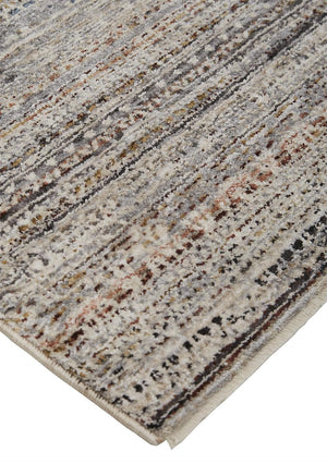HomeRoots 4' Ivory Gray and Black Abstract Distressed Area Rug with Fringed Edges – Timeless Elegance for Any Room 4' X 6' 512486