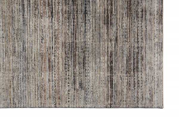 HomeRoots 4' Ivory Gray and Black Abstract Distressed Area Rug with Fringed Edges – Timeless Elegance for Any Room 4' X 6' 512486