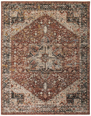 HomeRoots 4' Bold Abstract Distressed Area Rug in Red, Ivory & Black with Classic Fringe for Modern Spaces 8' X 10' 512498
