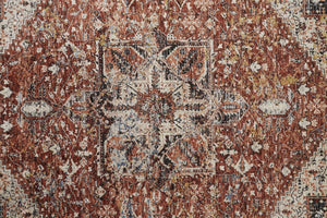 HomeRoots 4' Bold Abstract Distressed Area Rug in Red, Ivory & Black with Classic Fringe for Modern Spaces 8' X 10' 512498