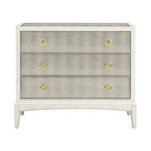 Basset Mirror Kiara Hall Chest - Vintage Cream Wood Frame With Antique Mirrored Finish And Elegant Golden Pulls White Solid Wood,Engineered Wood,Metal 5125-lr-508