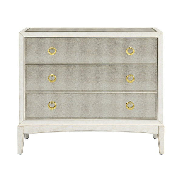 Basset Mirror Kiara Hall Chest - Vintage Cream Wood Frame With Antique Mirrored Finish And Elegant Golden Pulls White Solid Wood,Engineered Wood,Metal 5125-lr-508
