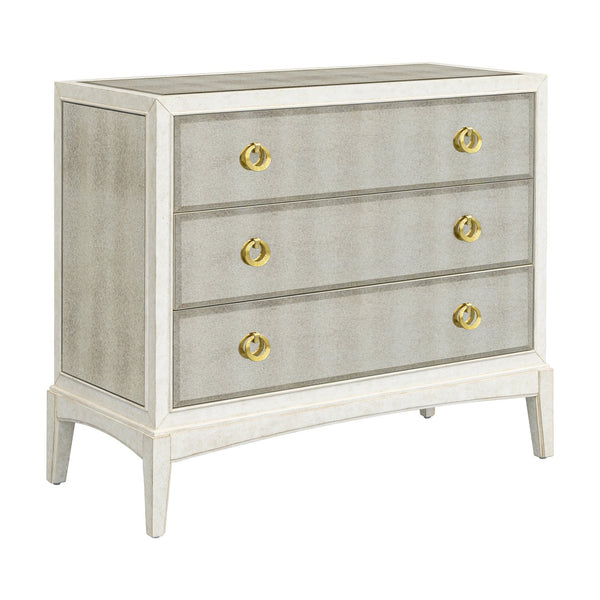 Basset Mirror Kiara Hall Chest - Vintage Cream Wood Frame With Antique Mirrored Finish And Elegant Golden Pulls White Solid Wood,Engineered Wood,Metal 5125-lr-508