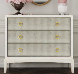 Basset Mirror Kiara Hall Chest - Vintage Cream Wood Frame With Antique Mirrored Finish And Elegant Golden Pulls White Solid Wood,Engineered Wood,Metal 5125-lr-508
