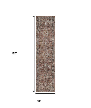 HomeRoots 4' Bold Abstract Distressed Area Rug in Red, Ivory & Black with Classic Fringe for Modern Spaces 10' Runner 512500