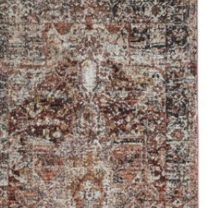 HomeRoots 4' Bold Abstract Distressed Area Rug in Red, Ivory & Black with Classic Fringe for Modern Spaces 10' Runner 512500