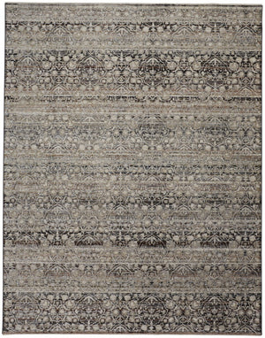 HomeRoots 4' Gray and Ivory Distressed Oriental Area Rug with Fringe – Elegant Comfort for Any Room 4' X 6' 512504