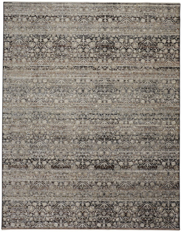 HomeRoots 4' Gray and Ivory Distressed Oriental Area Rug with Fringe – Elegant Comfort for Any Room 4' X 6' 512504