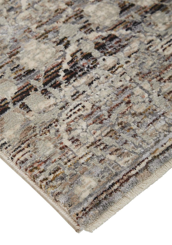 HomeRoots 4' Gray and Ivory Distressed Oriental Area Rug with Fringe – Elegant Comfort for Any Room 4' X 6' 512504