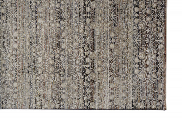 HomeRoots 4' Gray and Ivory Distressed Oriental Area Rug with Fringe – Elegant Comfort for Any Room 4' X 6' 512504