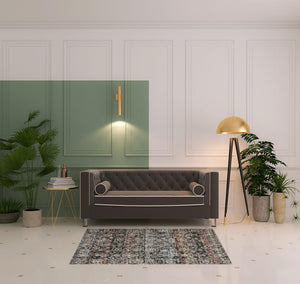 Homeroots 4' X 6' Gray Black And Red Abstract Distressed Area Rug With Fringe  Polyester 512513