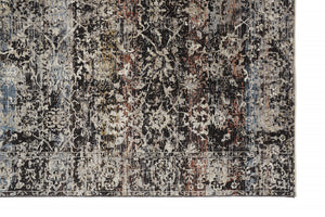 Homeroots 5' X 8' Gray And Black Abstract Distressed Area Rug With Fringe  Polyester 512514