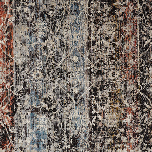 Homeroots 7' X 10' Gray And Black Abstract Distressed Area Rug With Fringe  Polyester 512515