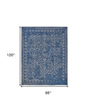 Homeroots 8' X 10' Blue And Silver Wool Floral Tufted Handmade Distressed Area Rug Blue,Silver Wool 512522