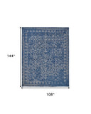 Homeroots 9' X 12' Blue And Silver Wool Floral Tufted Handmade Distressed Area Rug Blue,Silver Wool 512523