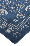 Homeroots 10' X 14' Blue And Silver Wool Floral Tufted Handmade Distressed Area Rug Blue,Silver Wool 512524