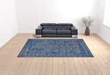 Homeroots 10' X 14' Blue And Silver Wool Floral Tufted Handmade Distressed Area Rug Blue,Silver Wool 512524