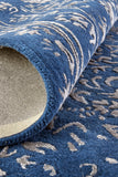 Homeroots 8' Blue And Silver Wool Floral Hand Tufted Distressed Runner Rug Blue,Silver Wool 512525