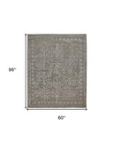 Homeroots 5' X 8' Gray Taupe And Silver Wool Floral Tufted Handmade Distressed Area Rug Gray,Taupe,Silver Wool 512527