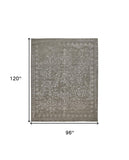 Homeroots 8' X 10' Gray Taupe And Silver Wool Floral Tufted Handmade Distressed Area Rug Gray,Taupe,Silver Wool 512528