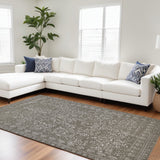 Homeroots 9' X 12' Gray Taupe And Silver Wool Floral Tufted Handmade Distressed Area Rug Gray,Taupe,Silver Wool 512529