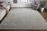 Homeroots 10' X 14' Gray Taupe And Silver Wool Floral Tufted Handmade Distressed Area Rug Gray,Taupe,Silver Wool 512530