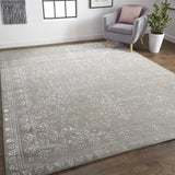 Homeroots 10' X 14' Gray Taupe And Silver Wool Floral Tufted Handmade Distressed Area Rug Gray,Taupe,Silver Wool 512530