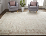 Homeroots 9' X 12' Ivory Tan And Pink Wool Floral Tufted Handmade Distressed Area Rug Ivory,Tan,Pink Wool 512535