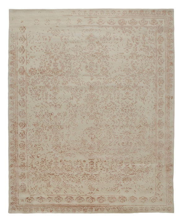 Homeroots 2' X 3' Pink And Ivory Wool Floral Hand Tufted Distressed Area Rug Ivory,Tan,Pink Wool 512538