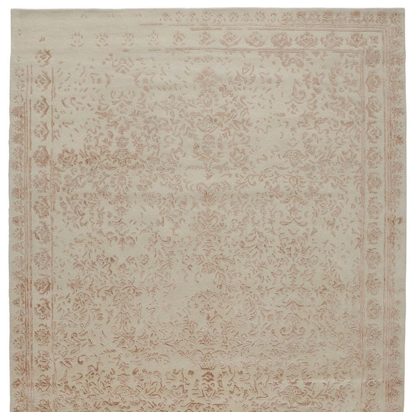 Homeroots 2' X 3' Pink And Ivory Wool Floral Hand Tufted Distressed Area Rug Ivory,Tan,Pink Wool 512538